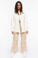 Women's Faux Leather & Faux Shearling Jacket in Ivory Large