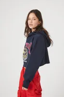 Women's Cropped New York Fleece Hoodie in Navy Medium