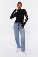 Women's Ribbed Ladder Cutout Sweater in Black Medium