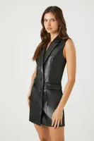 Women's Faux Leather Mini Dress in Black Medium