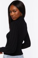 Women's Ribbed Mock Neck Sweater in Black Small