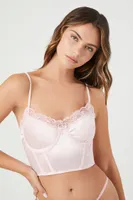 Women's Satin Corset Bralette in Gossamer Pink Small