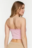 Women's Hook-and-Eye Ruffle-Trim Crop Top in Pink, XL