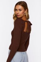 Women's Ribbed Tie-Back Fitted Sweater in Coffee Small