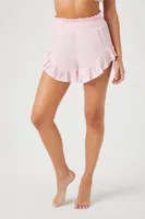 Women's Satin Ruffle-Trim Lounge Shorts