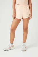 Women's Active Snap-Button Windbreaker Shorts in Pale Peach Large