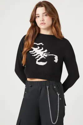 Women's Scorpion Cropped Sweater Black