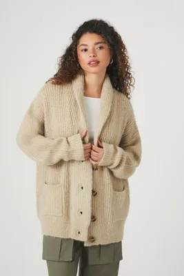 Women's Ribbed Cardigan Sweater in Sand Small