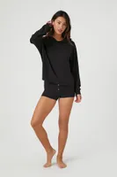 Women's Button-Front Pajama Shorts in Black Small