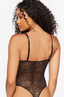 Women's Mesh Leopard Print Lingerie Bodysuit in Black Small