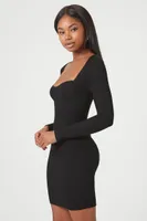 Women's Sweetheart Midi Sweater Dress in Black Large