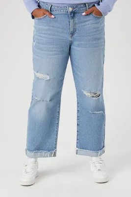 Women's Stretch-Denim Boyfriend Jeans in Light Denim, 12
