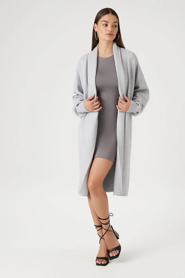 Forever 21 Women's Longline Duster Cardigan Sweater in Heather Grey Medium  | Vancouver Mall