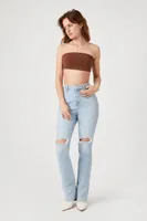 Women's Contour Cropped Tube Top in Chocolate, XL