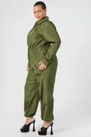 Women's Zip-Up Wide-Leg Jumpsuit Olive,