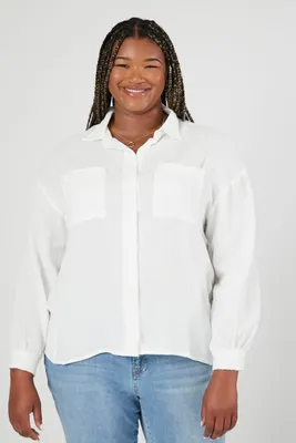 Women's Drop-Sleeve Shirt in White, 0X