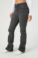 Women's Buckled Mid-Rise Bootcut Jeans Washed Black,