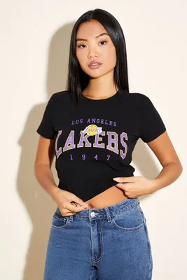 Women's Los Angeles Lakers Cropped T-Shirt in Black, XS