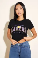 Women's Los Angeles Lakers Cropped T-Shirt in Black, XS