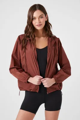 Women's Hooded Windbreaker Jacket in Brown Small