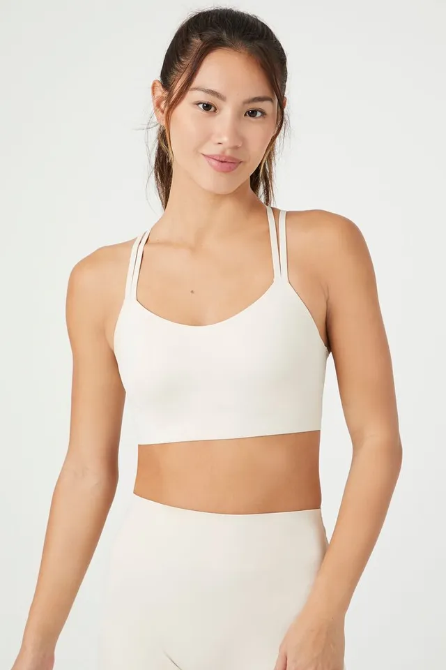 Forever 21 Women's Strappy Crisscross Sports Bra in Birch, XL