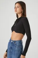 Women's Half-Zip Ribbed Crop Top