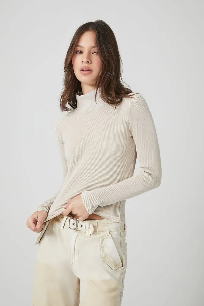 Women's Waffle Knit Turtleneck Top