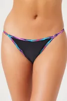 Women's Chevron-Trim Bikini Bottoms in Black Medium