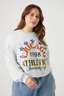 Women's Chicago Graphic Pullover in Heather Grey, 2X