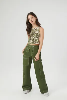 Lands' End Women's Tall Starfish Mid Rise Elastic Waist Pull On Utility  Ankle Pants