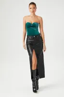 Women's Sweetheart Velvet Bodysuit Emerald