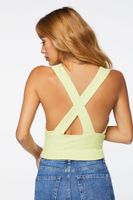 Women's Plunging Crisscross Crop Top in Wild Lime Large