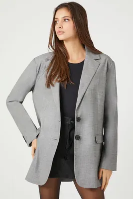 Women's Notched Single-Breasted Blazer in Grey Medium