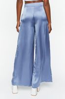 Women's Satin Wide-Leg Split-Hem Pants in Blue Mirage, XL