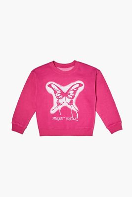 Girls Fallen Angel Graphic Pullover (Kids) in Pink/White, 9/10