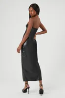 Women's Faux Leather Midi Tube Dress in Black Small