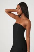 Women's Satin Longline Tube Top in Black, XL