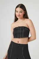 Women's Super Cropped Button-Front Tube Top