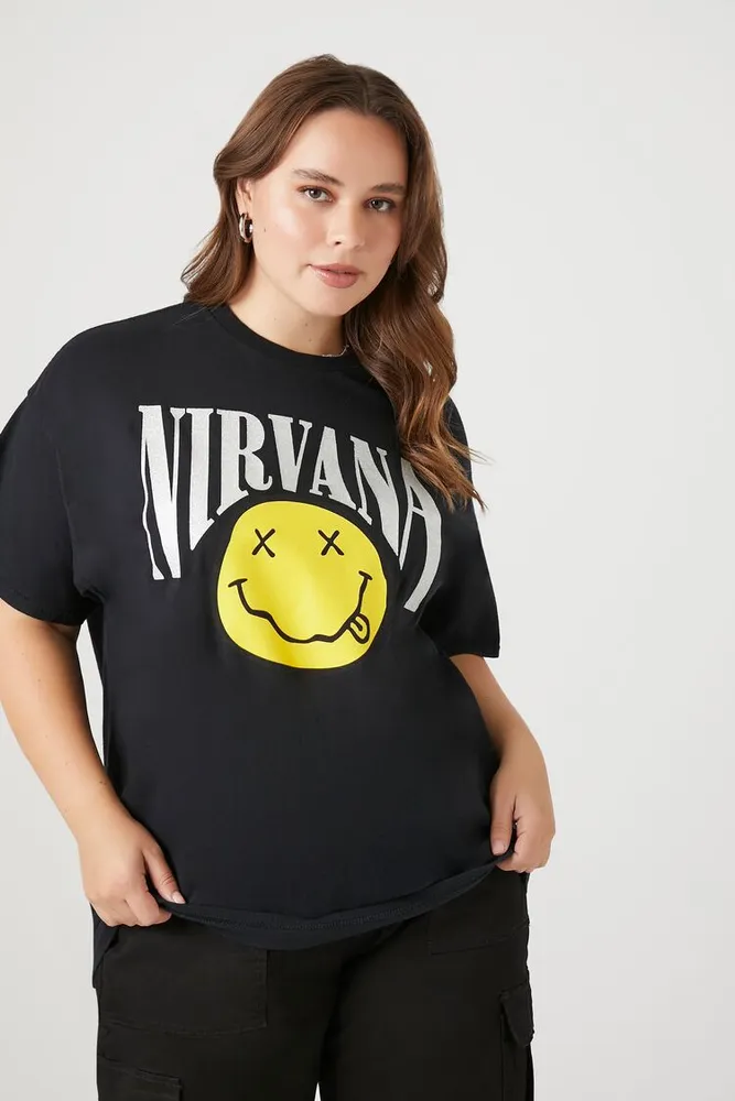 Women's Nirvana Oversized Graphic T-Shirt in Charcoal, Size 2X