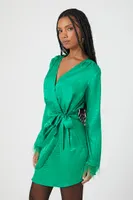 Women's Jacquard Wrap Mini Dress in Green Haze, XS