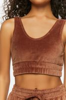 Women's Velour Cropped Tank Top in Brown Medium