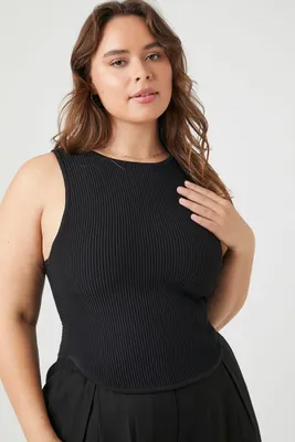 Women's Sweater-Knit Tank Top in Black, 3X