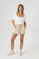 Women's Cuffed Drawstring Pull-On Shorts Sand