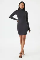 Women's Turtleneck Contour Mini Dress in Black Large