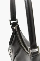 Women's Faux Leather Twist-Lock Handbag in Black