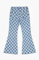 Girls Checkered Flare Jeans (Kids) in Light Denim, 5/6