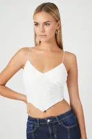 Women's Textured V-Hem Cropped Cami in White, XL