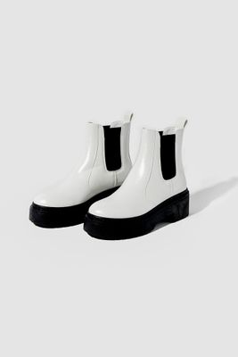 Women's Platform Chelsea Boots White,