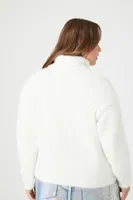 Women's Fuzzy Turtleneck Sweater Vanilla,