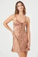 Women's Satin Speckled Print Cami Dress in Taupe, XL